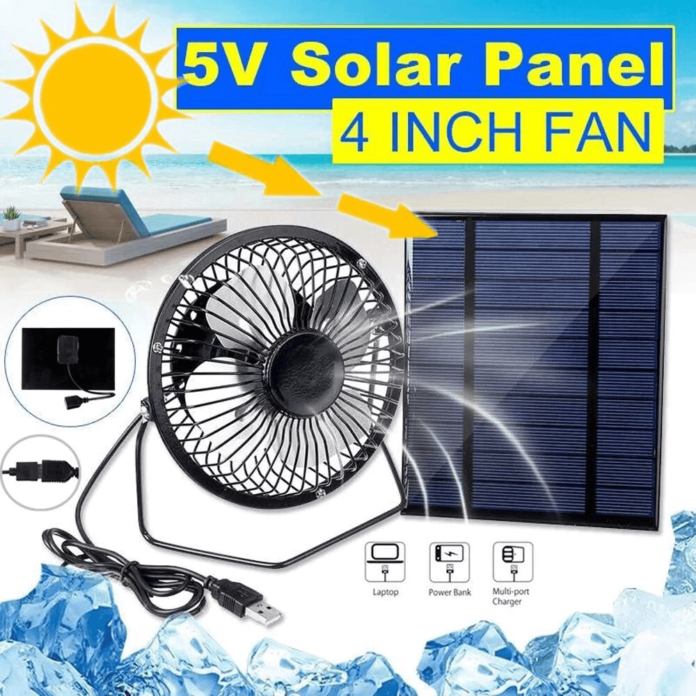 Portable Solar Mini Ventilator Fan USB Powered Waterproof Fan For Greenhouse Dog Chicken House Out 0