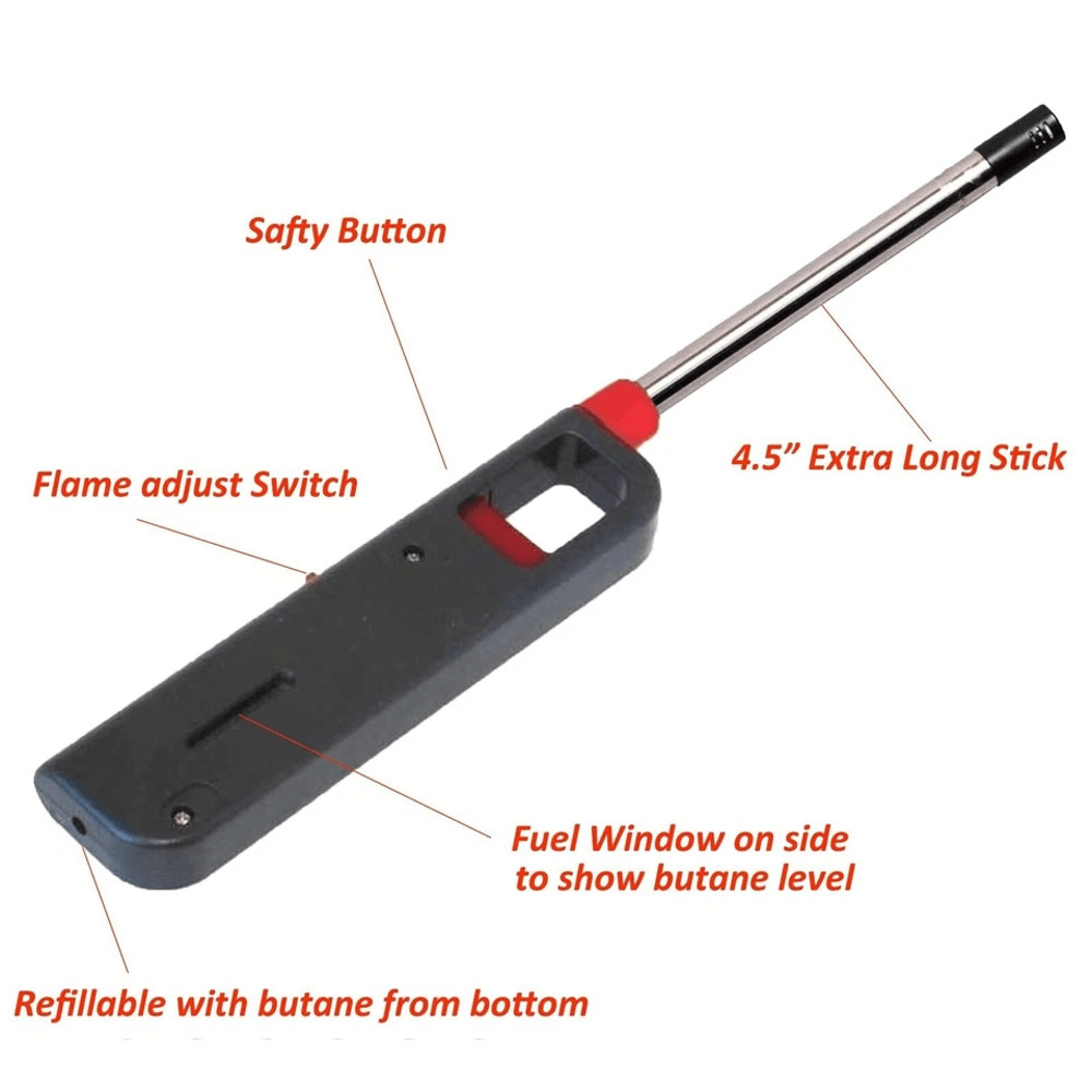 Refillable BBQ Lighter For Butane Kitchen Stove Adjustable Fireplace Grill Candle Igniter Flame Li 2