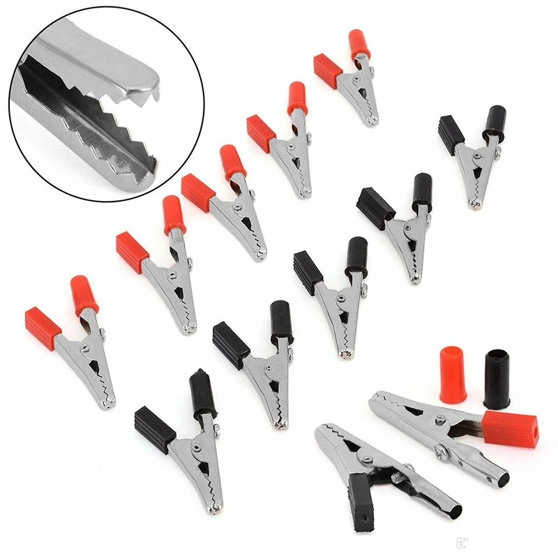 Bulk Alligator Clips Set 10 Pcs Metal Electrical Test Clamps With Insulated RedBlack Handles 2