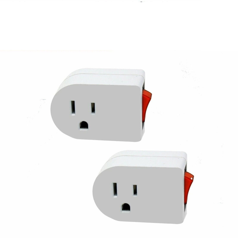 2Pack 3Prong Grounded AC Power Wall Tap Single Outlet With ONOFF Switch 1