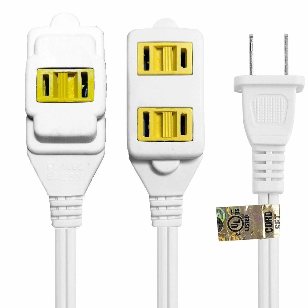 2 Pcs 3Prong Grounded AC Power Extension Cord 6 FT Wall Tap Outlet W ONOFF Switch Button 2