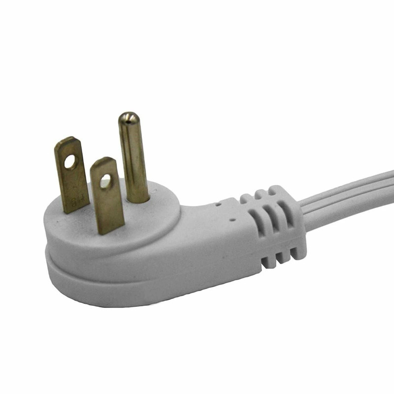 ETL Certified 6 Ft 16 Gauge Extension Cord 3 Grounded Outlets Flat Angle Plug White Power Cord 1