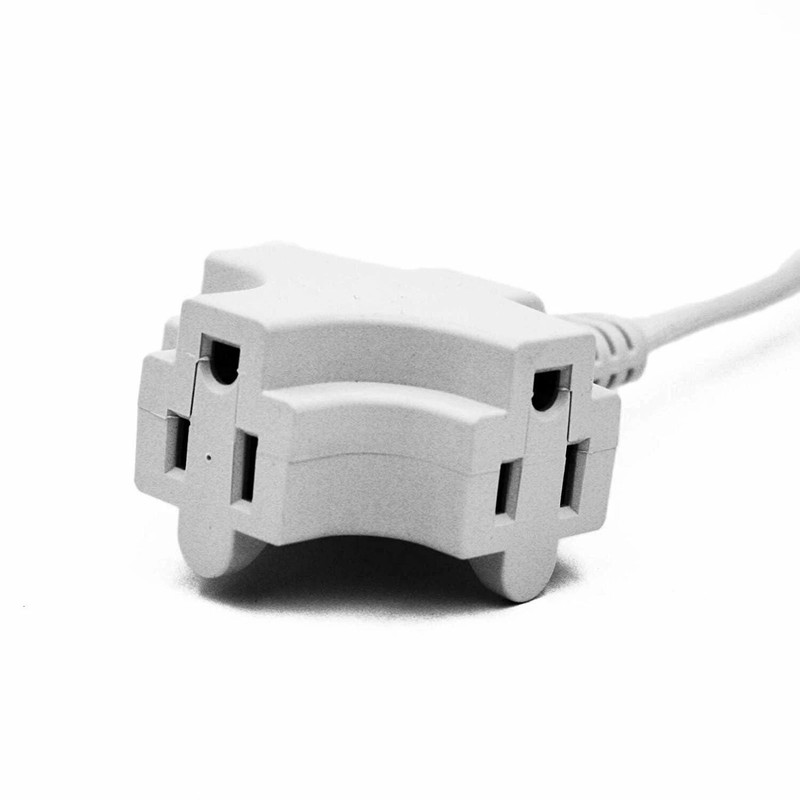ETL Certified 6 Ft 16 Gauge Extension Cord 3 Grounded Outlets Flat Angle Plug White Power Cord 2