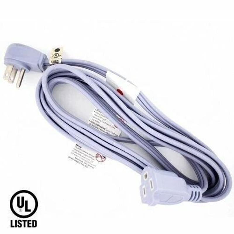 12 Foot Indoor Power Extension Cord Heavy Duty Wall Hugger Design UL Certified For Home Use 0