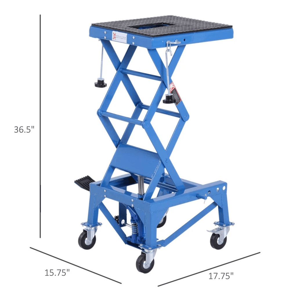 Steel Frame Portable Hydraulic Motorcycle Scissor Lift Stand W Foot Pump 4