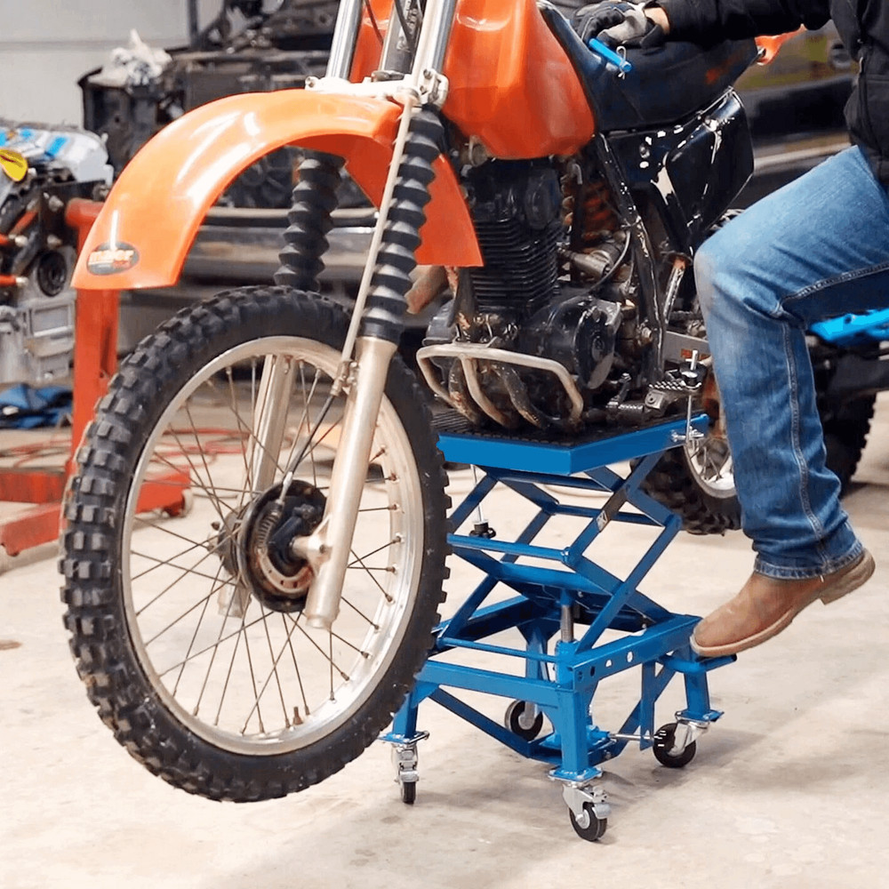 Steel Frame Portable Hydraulic Motorcycle Scissor Lift Stand W Foot Pump 0