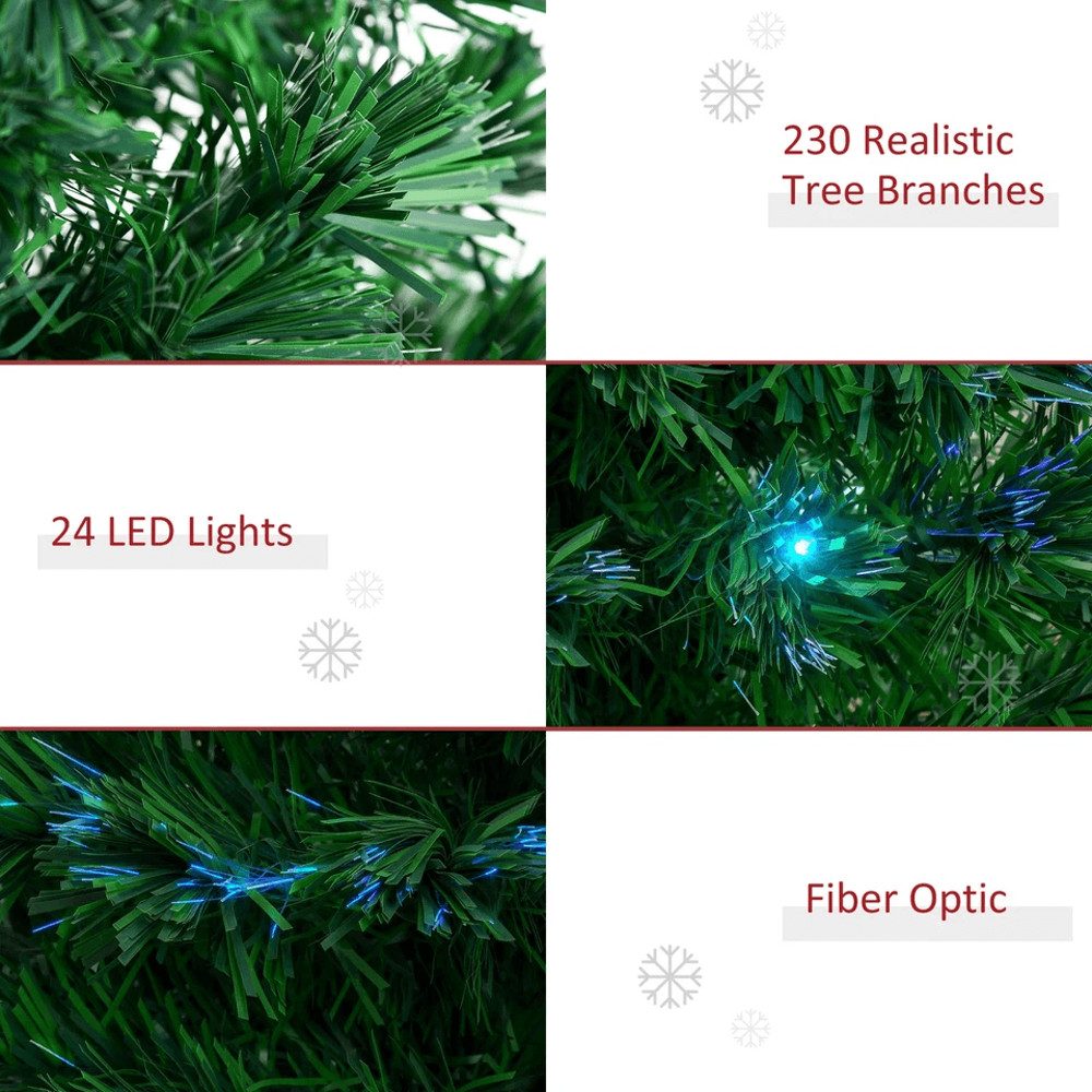Fiber Optic Artificial Christmas Tree Pre Lit With Multi Color LED Lights Dense Tip Holiday Decor S 4