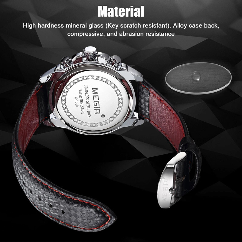 Waterproof Analog Sports Watch For Men MEGIR Military Quartz Wrist Watch With Stainless Steel Band 4