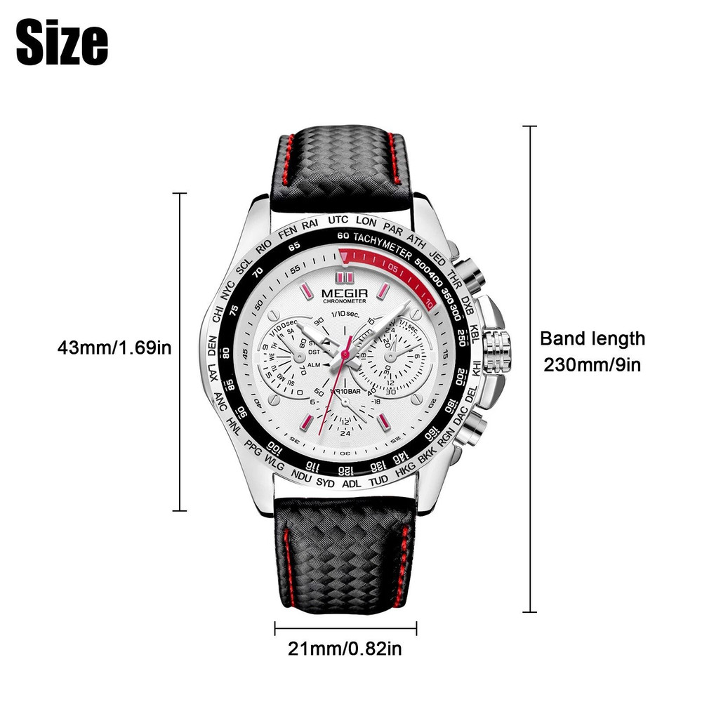 Waterproof Analog Sports Watch For Men MEGIR Military Quartz Wrist Watch With Stainless Steel Band 7