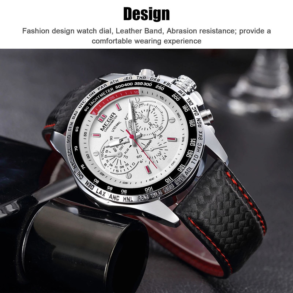 Waterproof Analog Sports Watch For Men MEGIR Military Quartz Wrist Watch With Stainless Steel Band 5