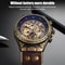 Elegant Retro Skeleton Dial Mens Watch Automatic Mechanical Movement Premium Leather Strap 5