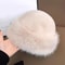 Winter Thick Warm Furry Beanies Hat For Women Imitation Mink Fur Russian Cap Solid Color Plush Brim 2
