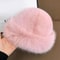 Winter Thick Warm Furry Beanies Hat For Women Imitation Mink Fur Russian Cap Solid Color Plush Brim 3