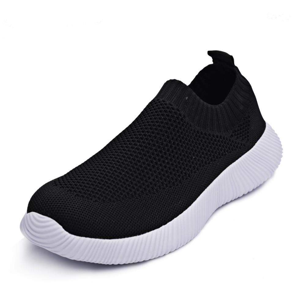 Breathable Spring Women Flat Shoes, Knitted Sock Sneakers, Lightweight Slip-On Casual Walking Sneakers for Women