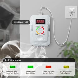2 in1 co and natural gas leak detector alarm, carbon monoxide & combustible gas monitor for methane, lpg, lng, propane