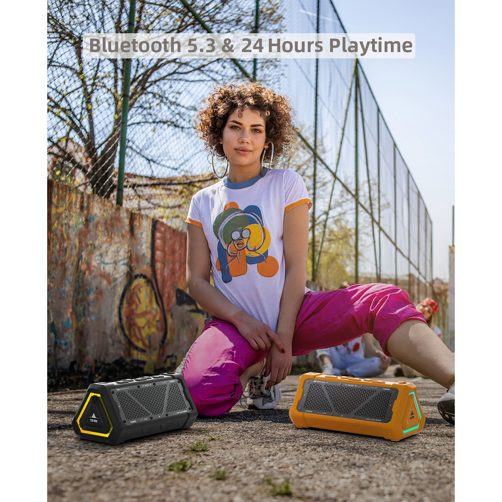 Outdoor Bluetooth Speaker 40W Waterproof Stereo Sound Bluetooth 53 Wireless Speaker With RGB Light 1