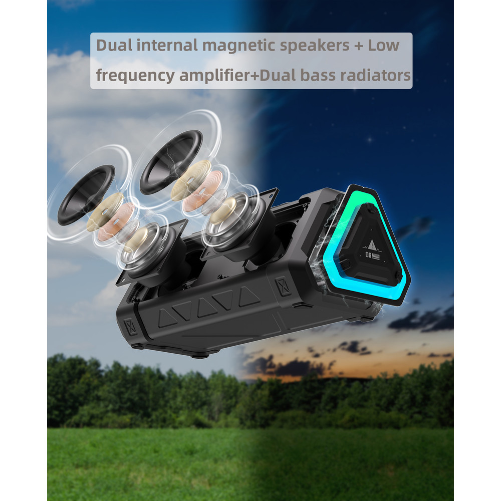 Outdoor Bluetooth Speaker 40W Waterproof Stereo Sound Bluetooth 53 Wireless Speaker With RGB Light 2