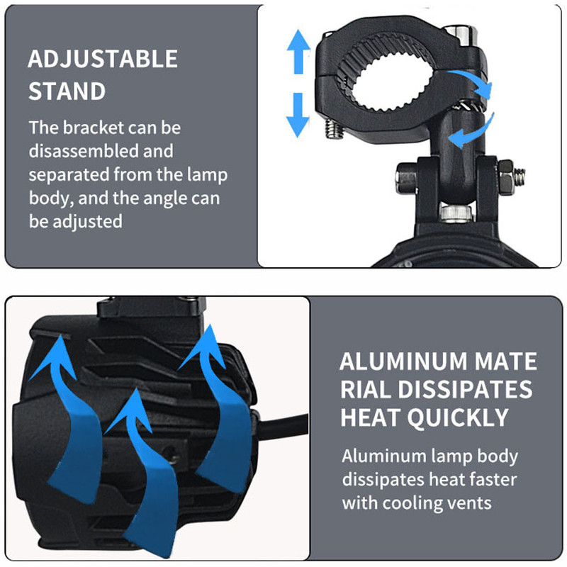 Motorcycle LED Fog Lights Pair, Dual Color Auxiliary Driving Spotlight Headlamp Flasher Farol Moto Light for Riding