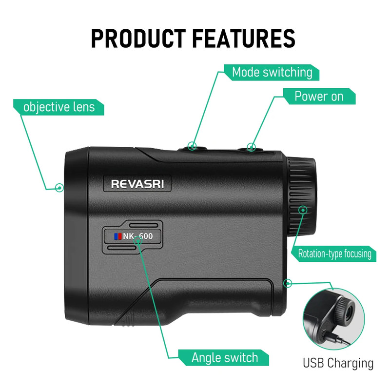 Yard Golf Laser Rangefinder with Slope Compensation, Flagpole Lock & Vibration, 6X Magnification, USB-C Rechargeable