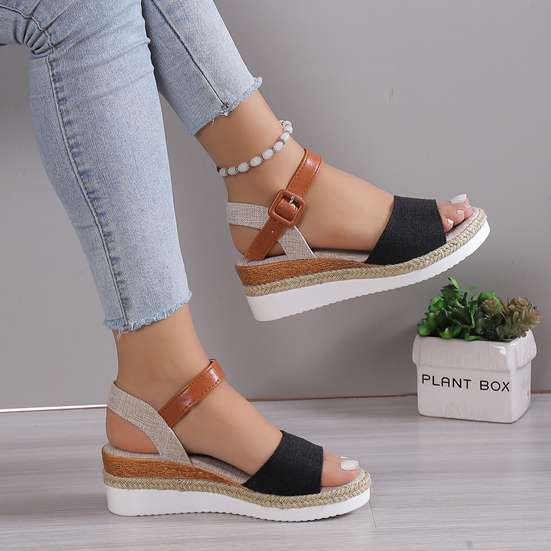 Elegant Summer Woman Sandals Soft Wedge Shoes, Comfortable Party Footwear for Women Ladies Dress Sandals