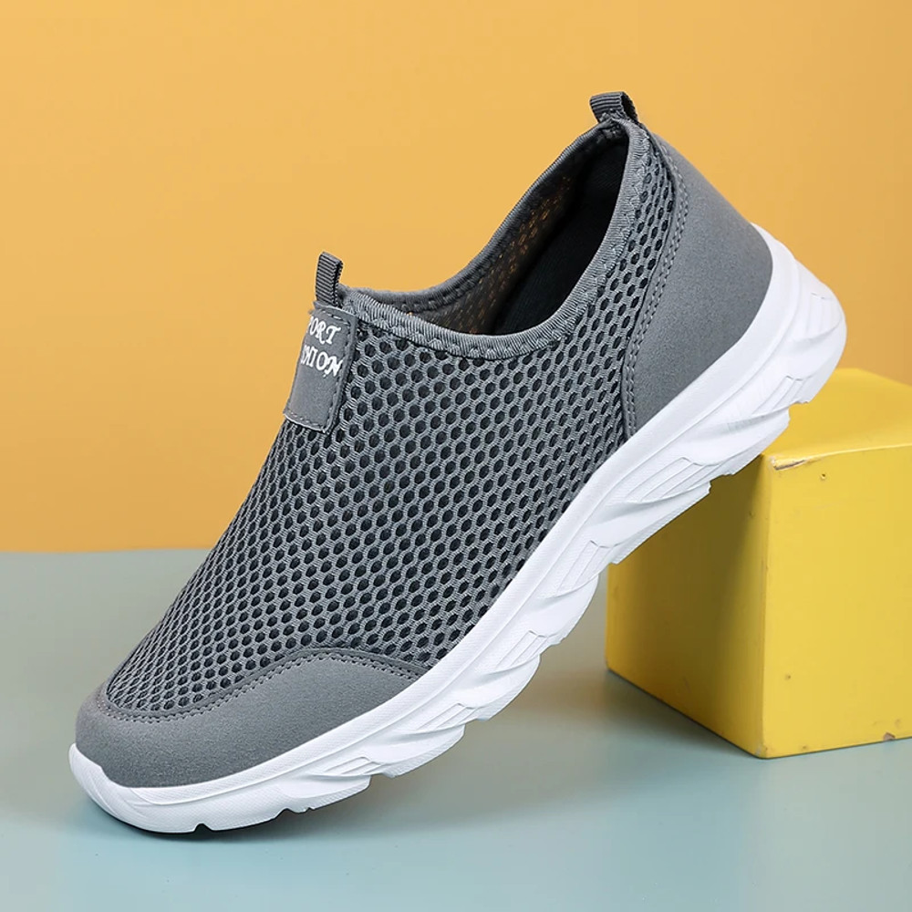 Breathable Mesh Men Running Shoes, Lightweight Summer Sneakers Casual Walking Slip-On Loafers Driving Zapatos Casuales