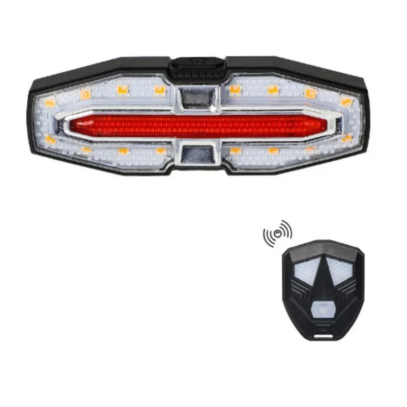Wireless Rechargeable Bike Tail Light with Turn Signals & Brake Warning, Remote Controlled Cycling Back Light for Night