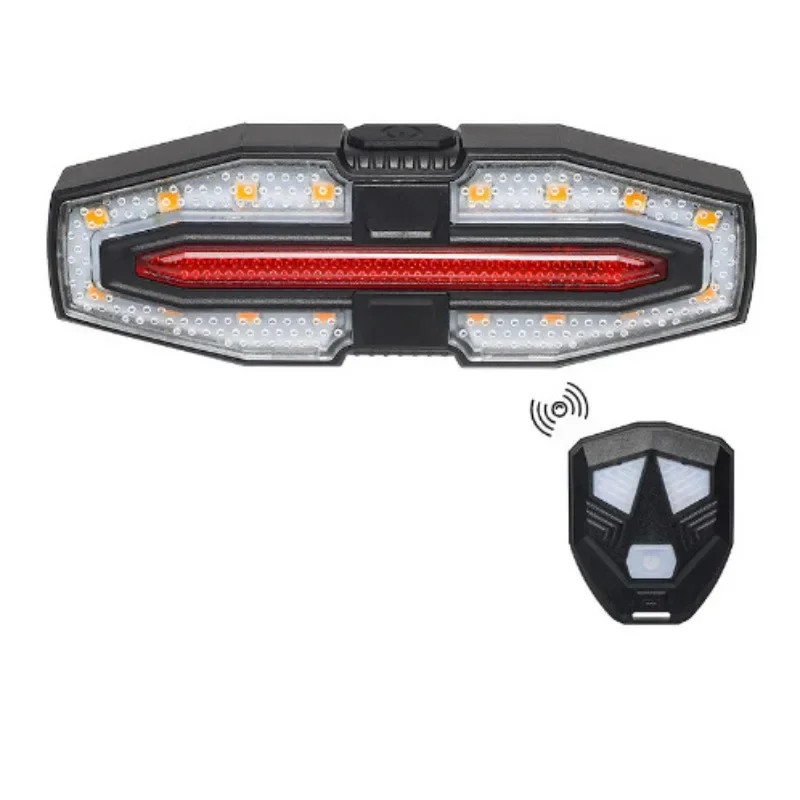 Wireless Rechargeable Bike Tail Light with Turn Signals & Brake Warning, Remote Controlled Cycling Back Light for Night