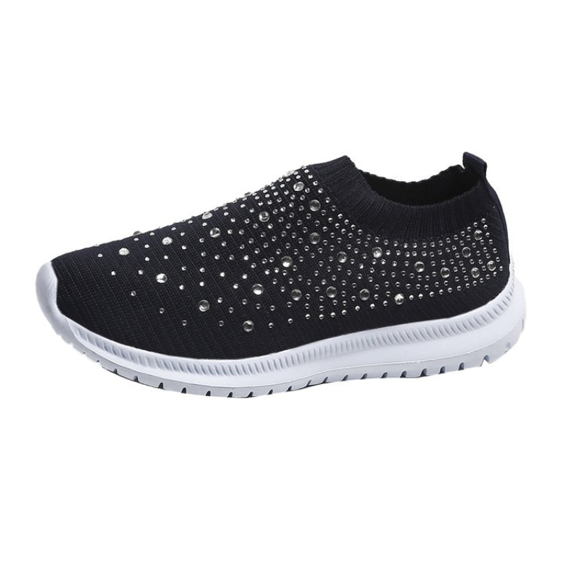 Women Fashion Crystal Sneakers Mesh Slip On Flat Shoes Breathable Outdoor Walking Loafers Comfortab 6