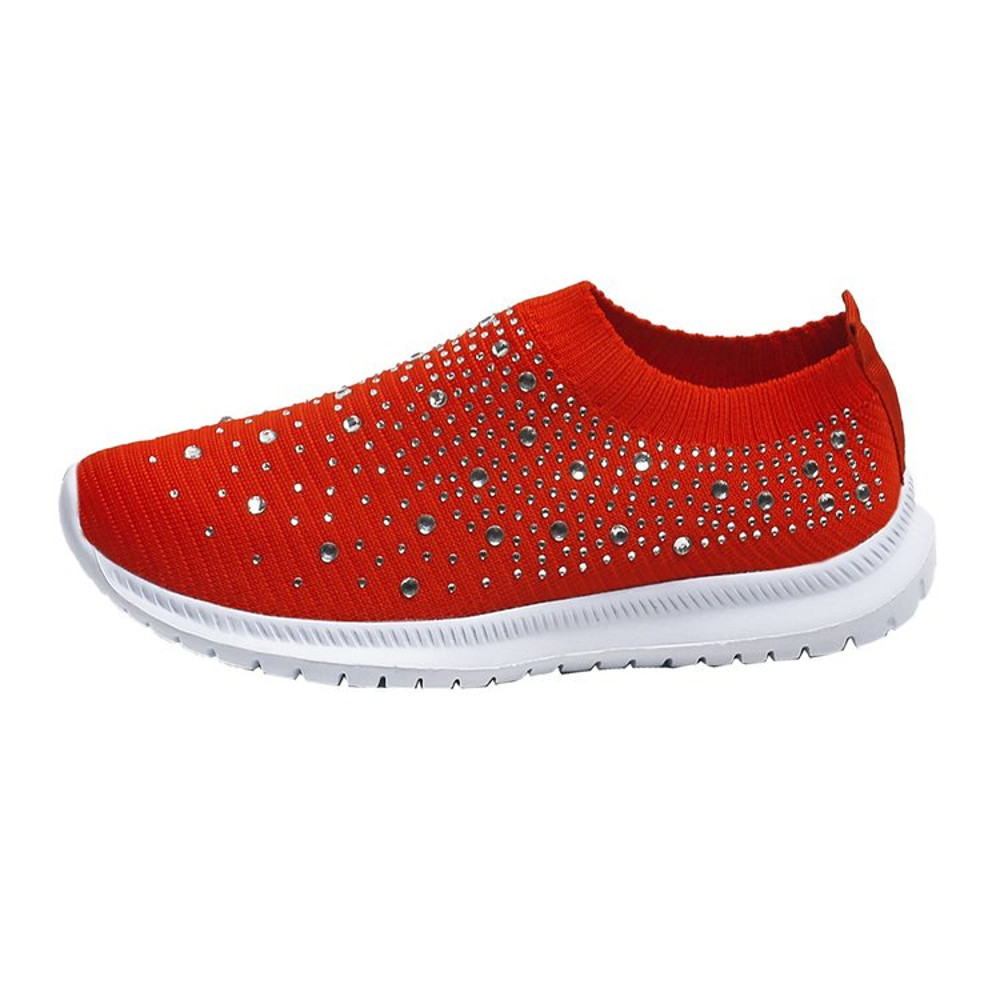 Women Fashion Crystal Sneakers Mesh Slip On Flat Shoes Breathable Outdoor Walking Loafers Comfortab 8