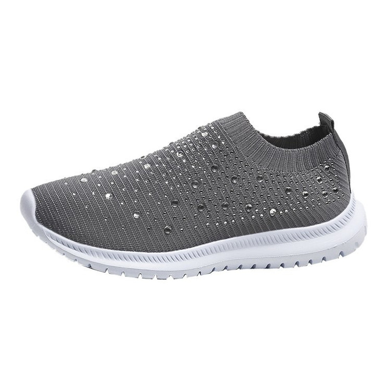 Women Fashion Crystal Sneakers Mesh Slip On Flat Shoes Breathable Outdoor Walking Loafers Comfortab 10