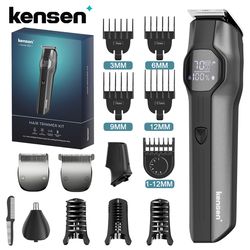 rechargeable cordless hair clipper beard nose trimmer set waterproof hair cutting machine with led display for men groom