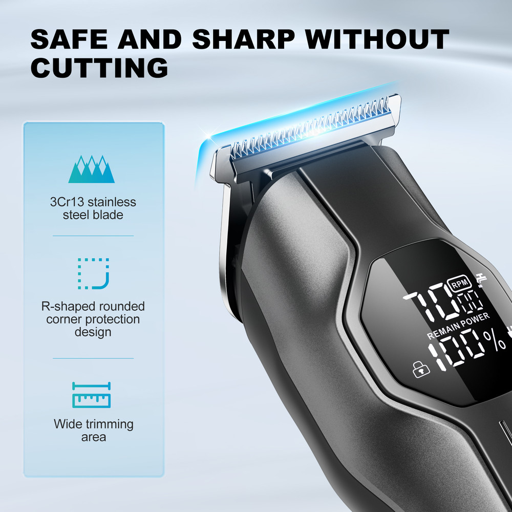 Rechargeable Cordless Hair Clipper Beard Nose Trimmer Set Waterproof Hair Cutting Machine with LED Display for Men Groom