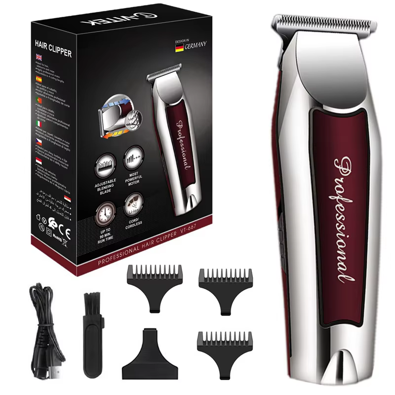 Professional Cordless Hair Clipper for Men, Rechargeable Beard Trimmer, Grooming Hair Cutting Machine with Sharp Edge