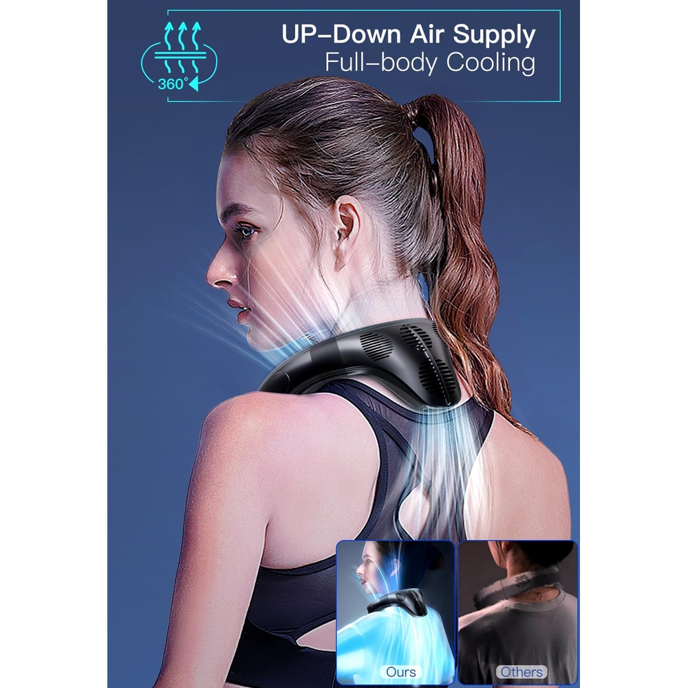 Portable Neck Air Conditioner Fan, Wearable Bladeless Cooling Fan, Rechargeable Personal Semiconductor Cooler