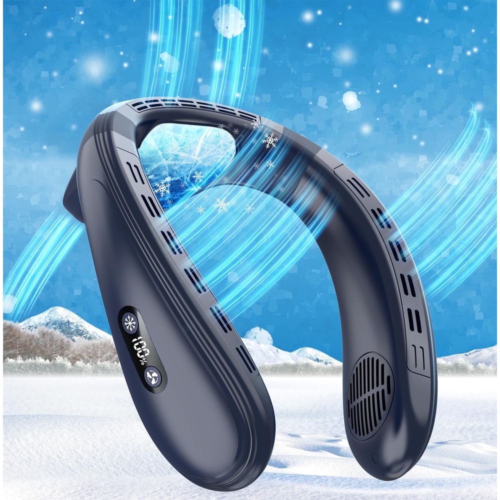 Portable Neck Air Conditioner Fan, Wearable Bladeless Cooling Fan, Rechargeable Personal Semiconductor Cooler