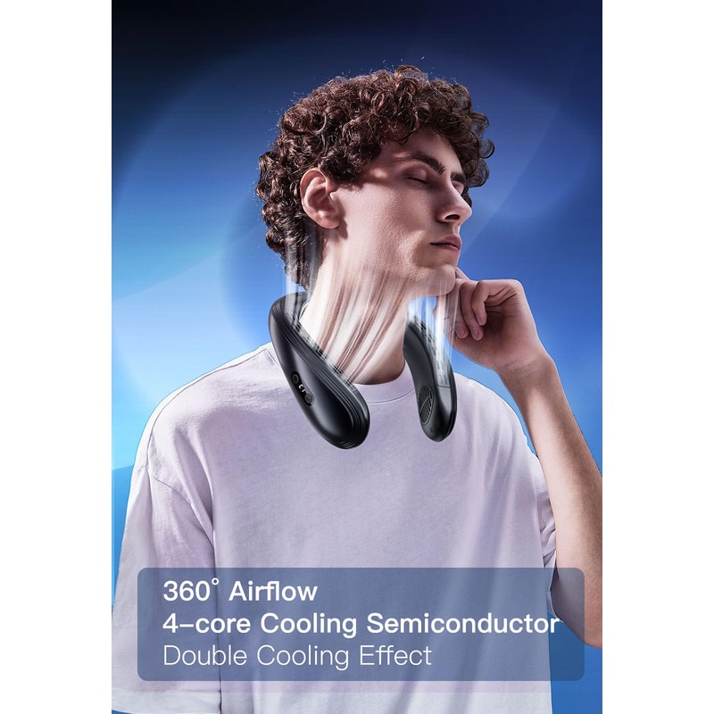 Portable Neck Air Conditioner Fan, Wearable Bladeless Cooling Fan, Rechargeable Personal Semiconductor Cooler