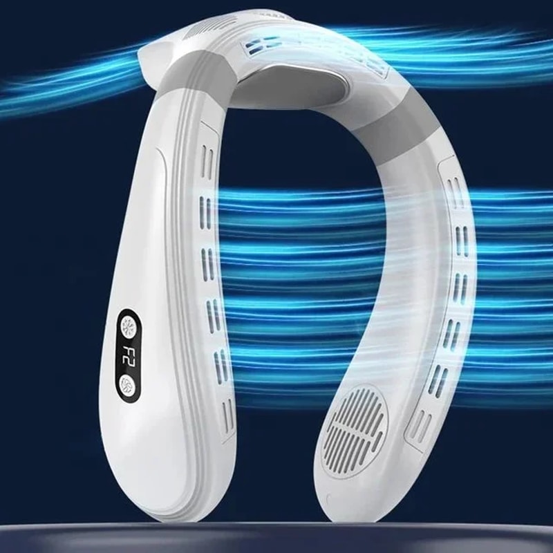 Portable Neck Air Conditioner Fan, Wearable Bladeless Cooling Fan, Rechargeable Personal Semiconductor Cooler