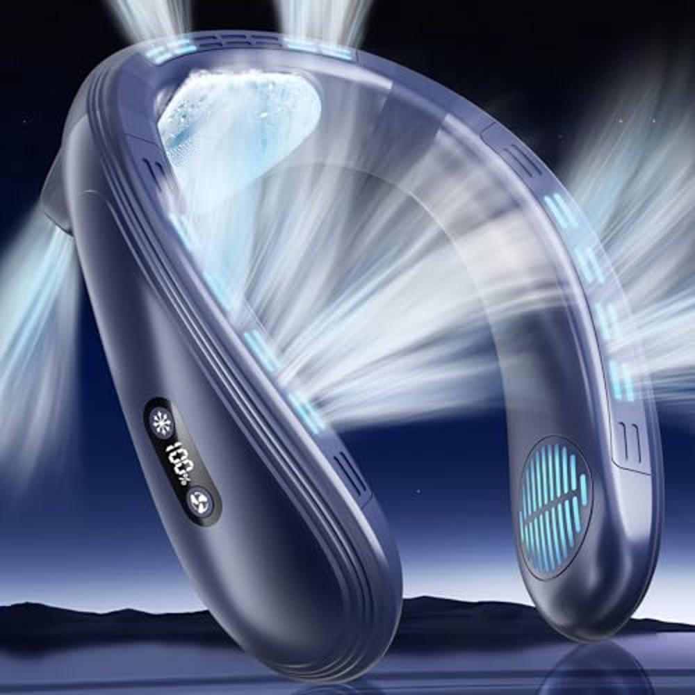 Portable Neck Air Conditioner Fan, Wearable Bladeless Cooling Fan, Rechargeable Personal Semiconductor Cooler