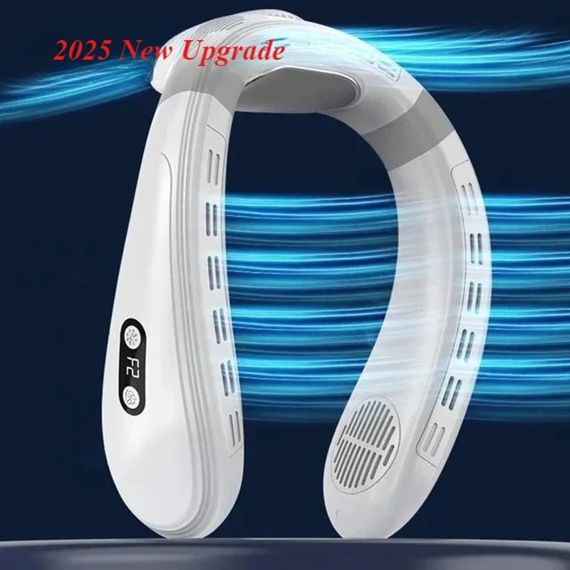 Portable Neck Air Conditioner Fan, Wearable Bladeless Cooling Fan, Rechargeable Personal Semiconductor Cooler