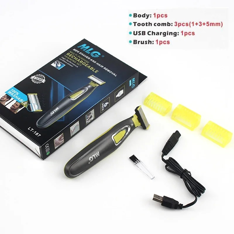 Cordless Electric Shaver for Men Beard Trimmer & Razor, USB Rechargeable Hair Clipper for Face Body Grooming