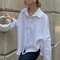 Elegant White Cotton Linen Shirt For Women Long Sleeve Vintage Oversized Blouse With Collar Pink Sp 1