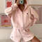 Two-Piece Casual Tracksuit for Women, Oversize Cotton Pink Top and Shorts Set, Spring Women's Summer Suit with Shorts