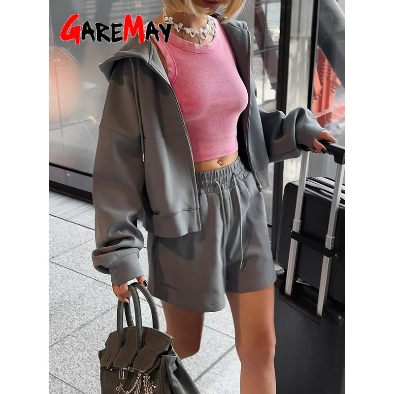 Two-Piece Casual Tracksuit for Women, Oversize Cotton Pink Top and Shorts Set, Spring Women's Summer Suit with Shorts