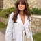 Loose Laceup Bow Shirt, Elegent v Neck Long Flare Sleeve Top for Women, Simple Spring Summer Style