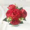 Artificial Peony Flower Bouquet Rose Pink Silk with 5 Large Heads & 4 Buds, Realistic Fake Flowers for Home Decor