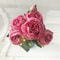 Artificial Peony Flower Bouquet Rose Pink Silk with 5 Large Heads & 4 Buds, Realistic Fake Flowers for Home Decor