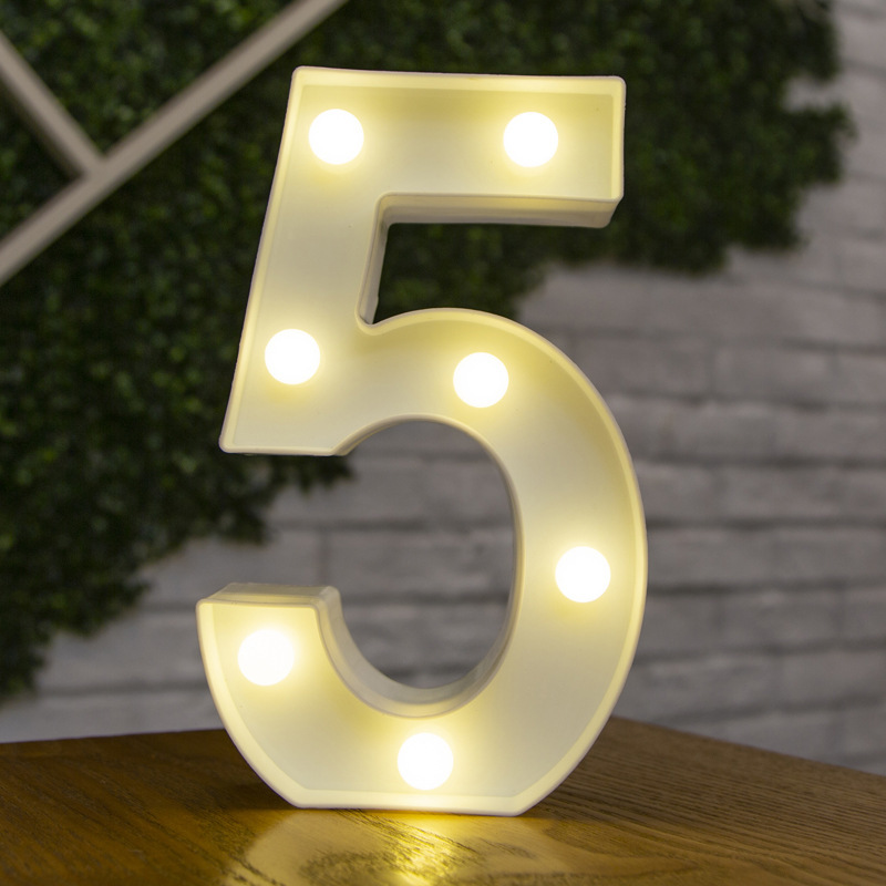 Battery Powered Alphabet Letter LED Lights, Luminous Warm Night Number Lamp for Home Decor, Christmas, Wedding, Birthday