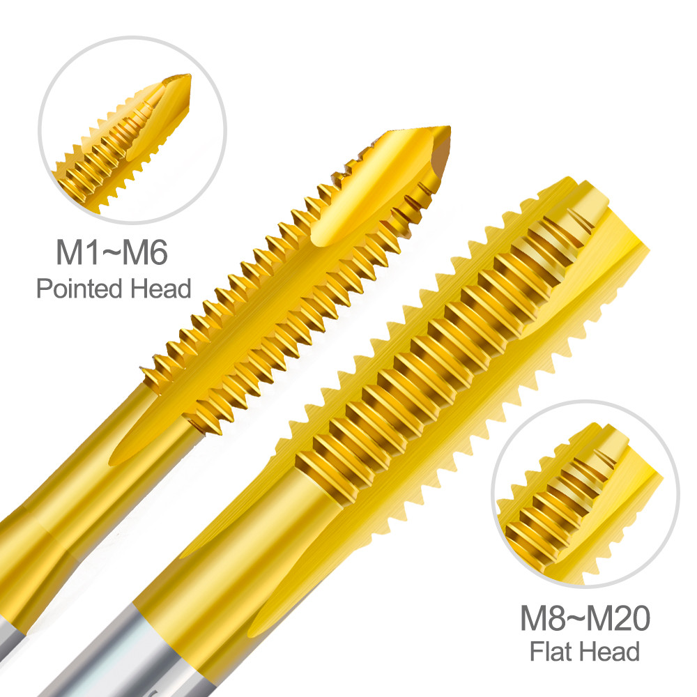 HSS Titanium Coated Metric Thread Tap Drill Bit Set Straight Flute Hand Tapping Tools For Metalwork 2