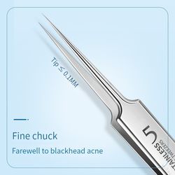 professional german ultra-fine tweezers, blackhead remover, pimple extractor & acne needle tool for spa, or home facial