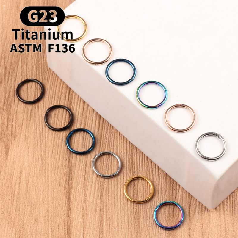 G23 Titanium Cartilage Nose Rings Hoop for Men Women, Mixed Color Segment Lip Ear Body Piercing Jewelry Clip Set